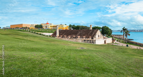 Historical site with gunpowder magazine near El Morro Fort, Old San Juan, Puerto Rico.
