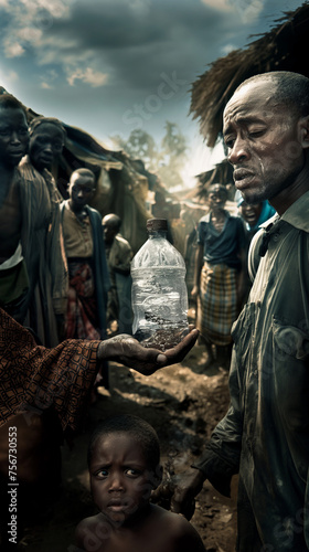 Wasserknappheit in armen Ländern Afrika Grundversorgung von Menschen mit Wasser Generative AI