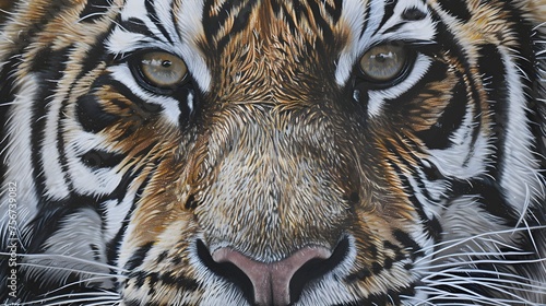 Frontal Close up view of a Siberian tiger