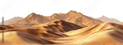 Tranquil desert dunes under the silence of night, cut out - stock png.