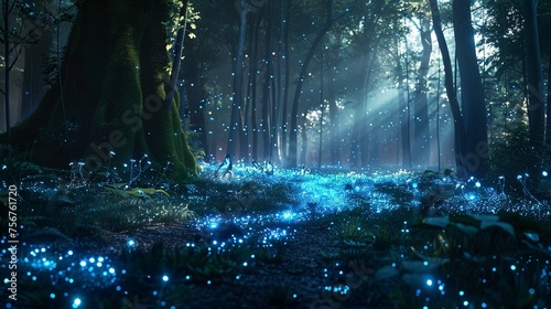 bioluminescent day light in forest