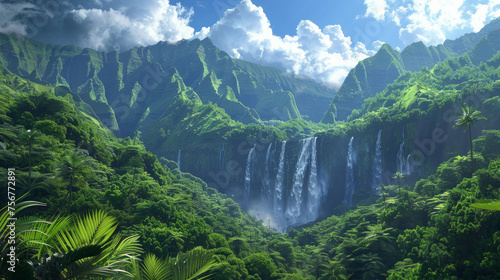 Breathtaking Waterfalls: Showcase the power and beauty of cascading waterfalls, whether nestled in lush forests, rugged mountains, or volcanic landscapes. Generative AI
