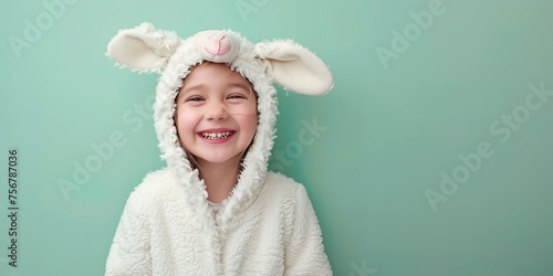 Cute Girl Dressed as a Lamb with Space for Copy