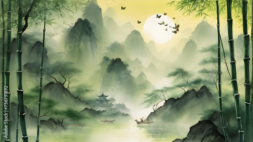 ching ming Festival painting for design background 9