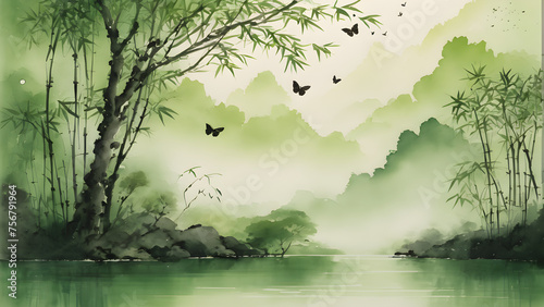ching ming Festival painting for design background 13