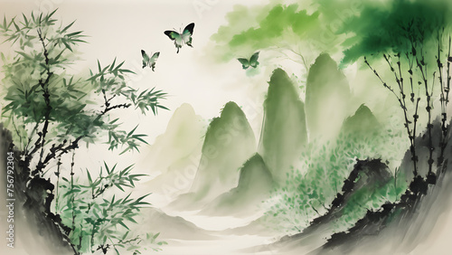 ching ming Festival painting for design background 24