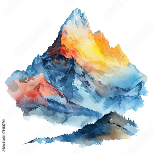 montain lanscape painting watercolour vector illustration for background