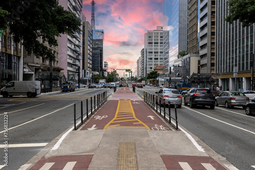 Av. Paulista in São Paulo, SP, Brazil. Main avenue of the city