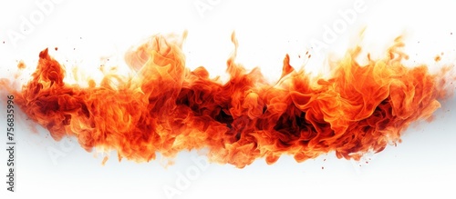 A row of fiery flames, depicted in a bold and striking font, creates a mesmerizing pattern against a clean white background, reminiscent of a fiery art painting