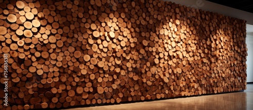 Wooden logs create an attractive wall decoration.