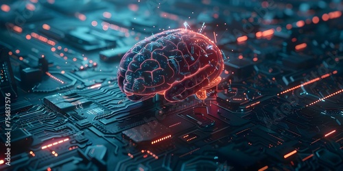 Fusing Neuroscience and Cybernetics with Advanced Technology for AI: A Visual Representation. Concept Neuroscience, Cybernetics, Advanced Technology, Artificial Intelligence, Visual Representation