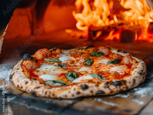 A classic Neapolitan pizza fresh out of the oven