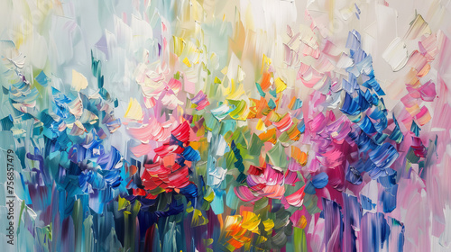 Serene pastel-colored wildflowers captured with loose brushstrokes creating a soft oil painting