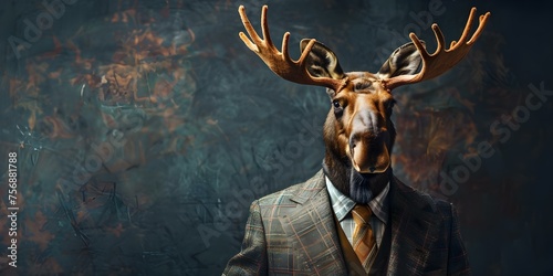 The title "Dapper Moose: Confidence in Style". Concept Fashion Trends, Moose Style, Stylish Confidence, Trendy Accessories, Chic Outfits
