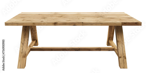 Simple rustic wooden table isolated on a transparent background