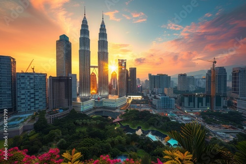 City skyline of Kuala Lumpur, where the iconic Petronas Twin Towers