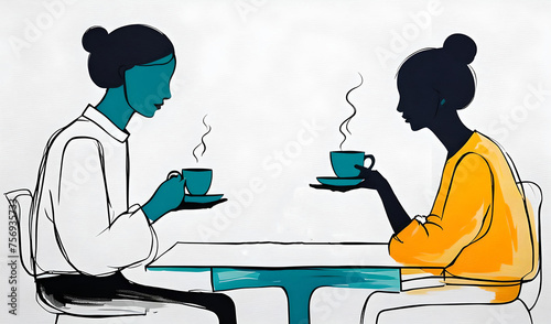 Enjoying a cup of tea together