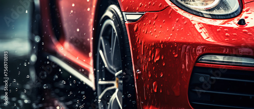 Close up view of luxury sports car wash