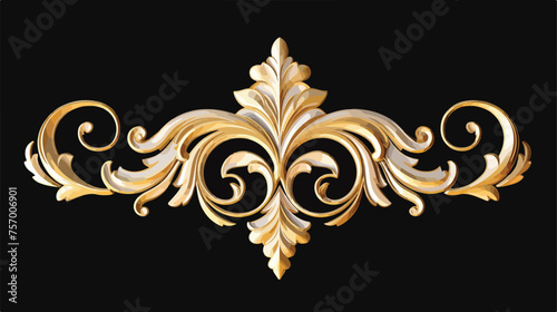 Gold rococo ornament. Retro baroque decoration 