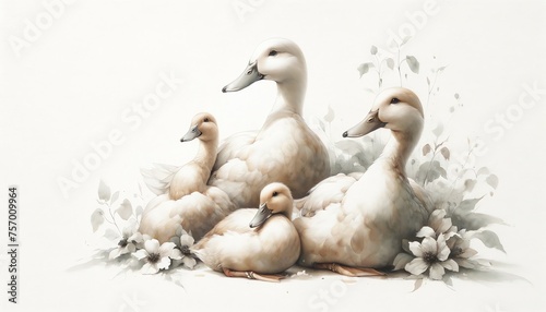Watercolor Painting of Ducks