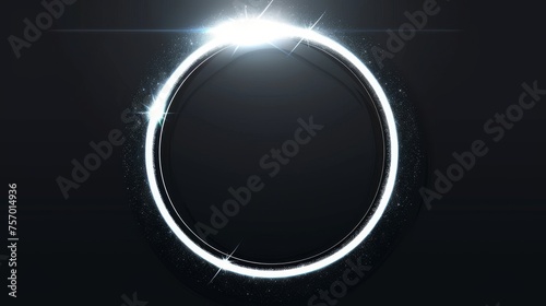 An illuminated neon circle with a sparkling streak of light. A glare ring surrounds the circle with a ray and a highlight.