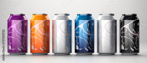 Design mockup featuring aluminum cans 