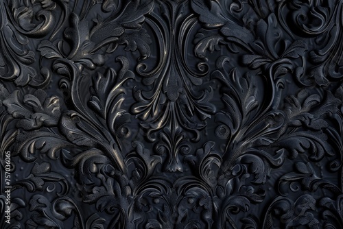 Baroque style 3D wallpaper design with gold and black floral patterns.