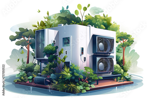 Eco-friendly smart city, 3d rendering. Electricity from lithium batteries, ecology is an energy-saving concept of obtaining free energy from the sun isolated on a Transparent background. Generative AI