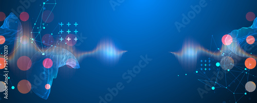 Modern science technology abstract background using circle shapes. Wireframe spot surface illustration. Vector