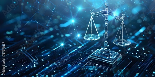 The Future of Cyber Law: Digital Scales of Justice in a Tech-driven World. Concept Cyber Law, Digital Justice, Future Trends, Tech Regulations, Online Security