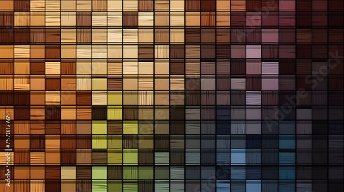 This pixel art background features a traditional wood texture, enhanced with a wide variety of tones and colors for a visually stunning and original appearance, highlighting the inherent beauty of woo