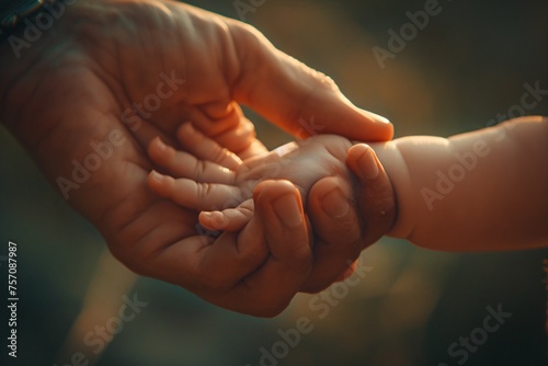 Hands Holding a Baby A Celebration of Motherhood and the Monthly Event of Baby Shower Generative AI