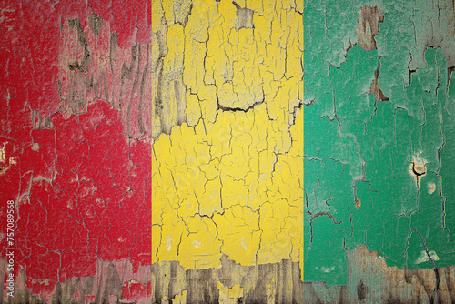Guinea flag painted on the cracked wall
