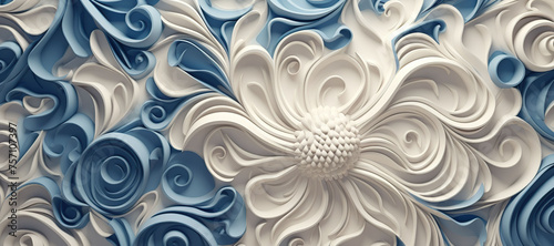 floral wave motif pattern, flower 13
