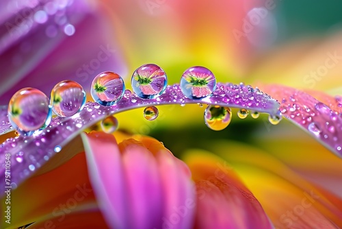 Close-up of a purple flower with dew drops