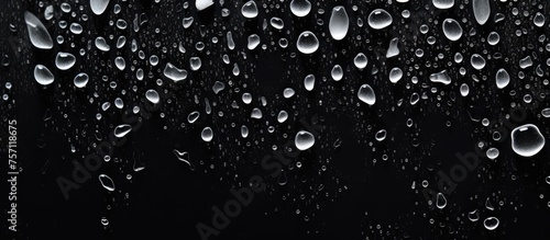 Glistening water drops suspended in the air against a dark backdrop, creating a mesmerizing display of liquid beauty