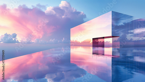 Conceptual door opening to a sky, symbolizing opportunity, innovation, and the threshold to new beginnings