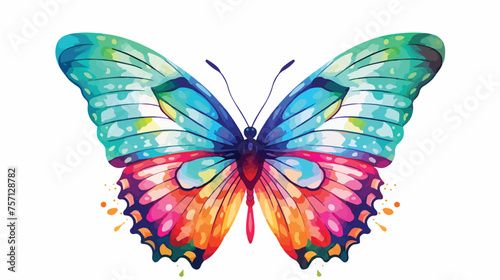 Watercolor butterfly isolated on white flat vector