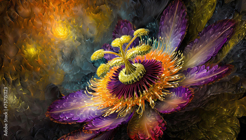 Abstract flowers, passiflora