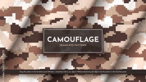 Seamless Camouflage Pattern. War Illustration. Traditional Military Texture. Army Modern Background
