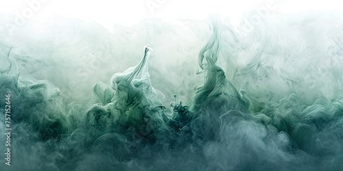 A misty mist of emerald green pigment suspended in a clear gel, presenting a translucent and captivating aqueous composition