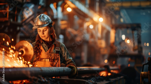 Portrait of a woman steelworks industry worker