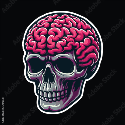 skull brain t shirt and logo design
