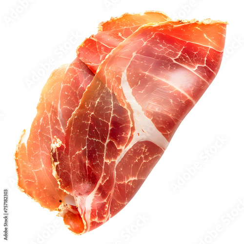 Prosciutto slices isolated on transparent background