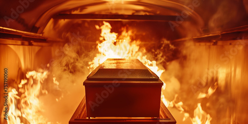 Einäscherung im Verbrennungsofen eines Krematoriums