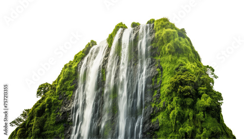 waterfall in the mountains isolated on transparent background cutout