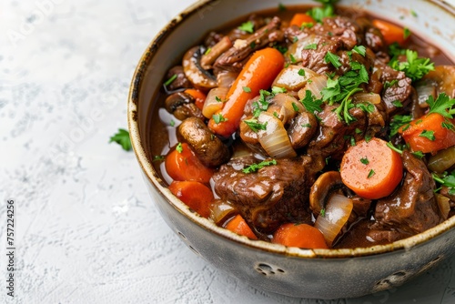 Boeuf Bourguignon: Savory Beef Stew with Vegetables and Red Wine