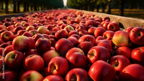 Picturesque large orchards with ripe and juicy apples ready for harvesting and sale