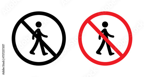 No Entry Line Icon Set. Access Denial symbol in black and blue color.