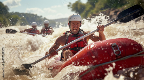 White river rafting on the Zambezi river. The Zambezi River below the Victoria Falls is widely considered to be the very best White Water Rafting river in the world